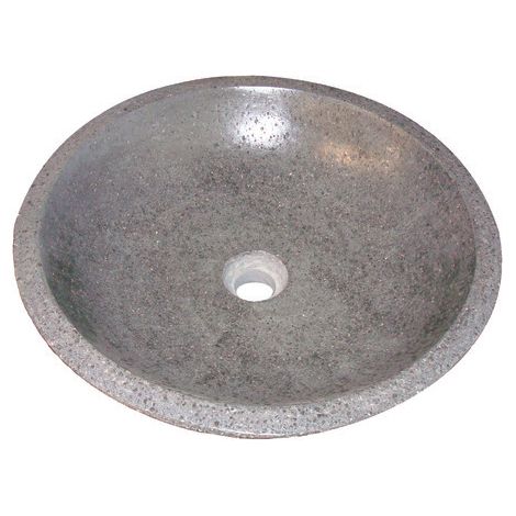 ONDEE ZEN - Vasque bol à poser PETRA - Gris - 44cm - Terrazzo - Sans trop plein (1/4)