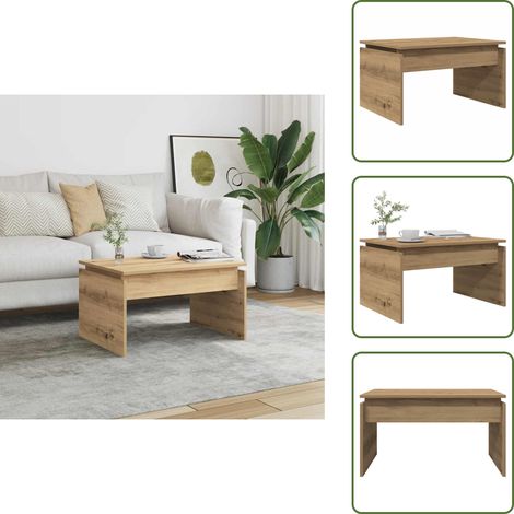 Table basse chêne artisanal 68x50x38 cm bois d'ingénierie - Table Basse - Tables Basses - Table Latérale - Bout De Canapé (1/5)