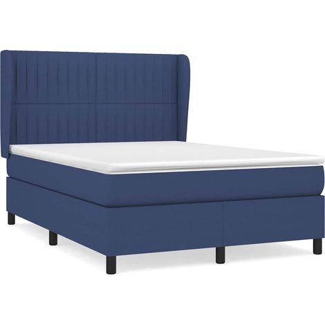 Maison Exclusive - Sommier à lattes de lit avec matelas Bleu 140x190 cm Tissu (1/5)