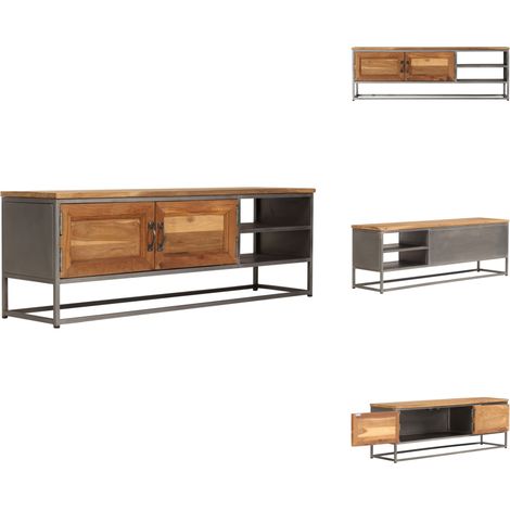 TV-Schrank Recyceltes Teakholz und Stahl 120x30x40 cm - TV-Schrank - Teakholz - Holzmöbel - Wohnzimmerschrank - Sideboard (1/5)