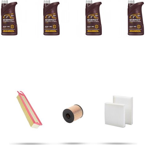 Kit tagliando 3 FILTRI e 4L OLIO compatibile con Peugeot 208 1.4 VTI 70kw Dal 2012 (1/4)