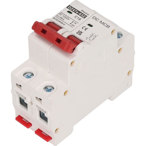 Disjoncteur Mini 2P 16A DC 1000V Protection Surcharge Rail DIN pour Système Solaire Photovoltaïque (1/5)