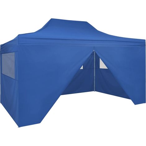 Tente pliable,Chapiteau pliable,Tonnelle de jardin avec 4 parois latérales 3 x 4,5 m Bleu -78102 (1/5)