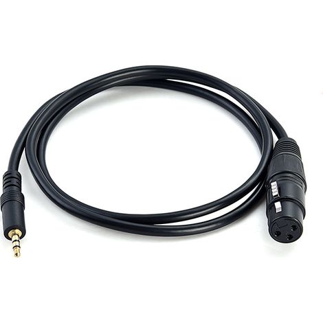 Sound card adapter cable with gold-plated 3.5 mm male jack connector to 3-pin female XLR connector for condenser microphone, for live streaming. (1/5)