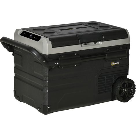 Glacière voiture 40 L compresseur LED roulettes 12/24V 110-240V portable gris noir