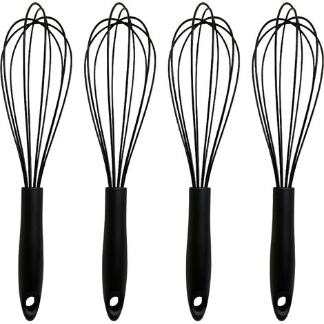 Fouet En Silicone - Fouet Ballon Et Fouet Plat En Acier Inoxydable Revêtu - Pour Cuisson Et Pâtisserie - Lot De 4 (1/5)