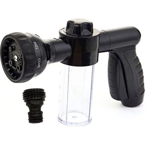 Pistolet à mousse pour lavage de voiture, buse de tuyau d'arrosage haute pression, pulvérisateur de mousse avec 8 modes d'arrosage réglables, pour véhicules, plantes, pelouses et terrasses. (1/5)