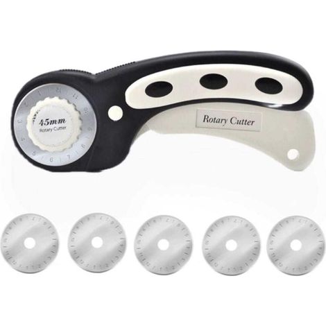Noir Coupeur rotatif, Coupe Papier d'Emballage, Avec Cinq Lames de Rechange, Adaptées pour Couper du Papier, du Tissu, du Cuir, etc (1/5)