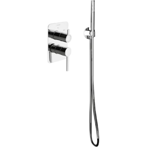 Ensemble mitigeur de douche encastré 2 voies DRAKO avec douche de tête, bras, support, flexible et douchette - Ramon Soler - K3315021 (1/4)
