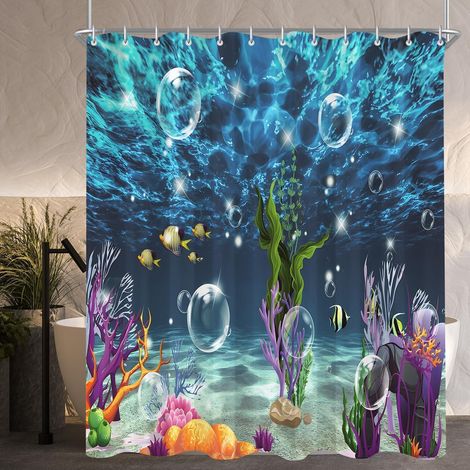 Duschvorhang Polyester Antischimmel Bunter Meeresboden 180 x 200 cm (1/5)