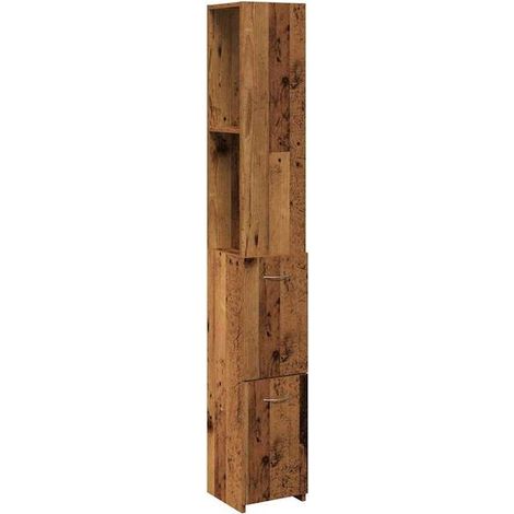 Meuble de Salle de Bain Rétro en Bois d'Ingénierie 25x25x170cm (1/5)