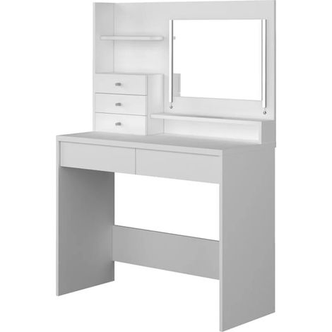 Toeletta Specchio con LED e vani portaoggetti Bianco - GIULIANA (1/5)