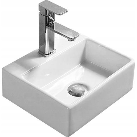 Lavabo cerámico sobre encimera, 33x29x11,5 cm, Blanco