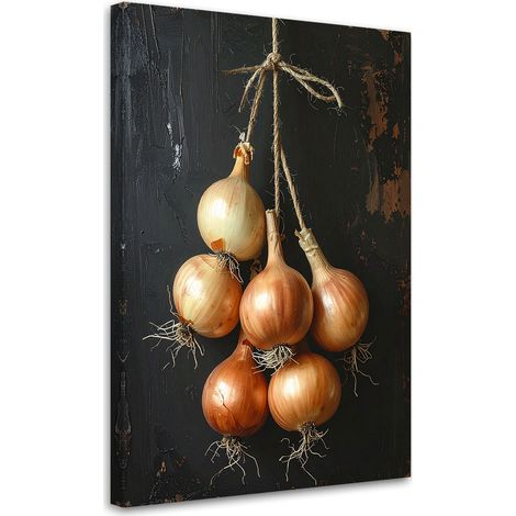 Quadro su tela, Cipolle appese Verdure, 70x100 (1/5)