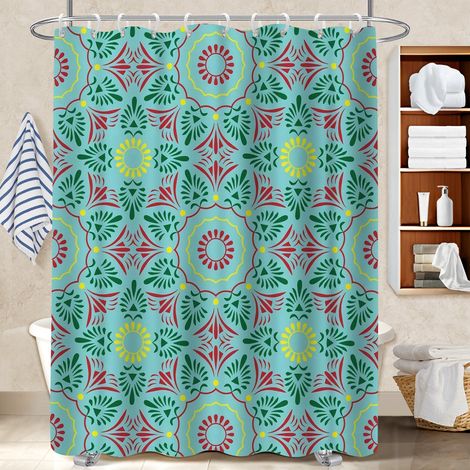 Voile de douche polyester 180x180 avec anneaux bâche de douche pour décoration salle de bain (1/5)