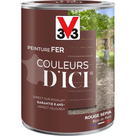 Peinture fer extérieur Couleurs d'Ici® V33 Rouge sépia Velours 1,5L (1/4)