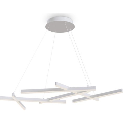 Lampadario A Sospensione Moderno Line Alluminio Bianco 6 Luci Led 79W (1/4)