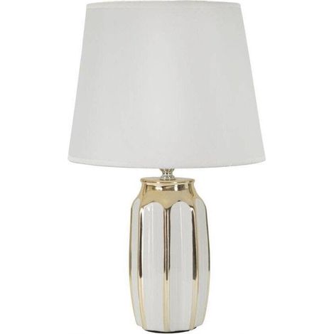 Ferretti Tavolo lámpara de mesa blanca y dorada 40,5 cm