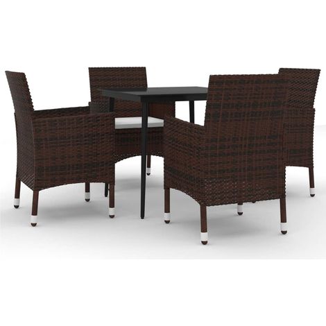 Maison Exclusive - Set da Pranzo per Giardino 5 pz con Cuscini Polyrattan e Vetro