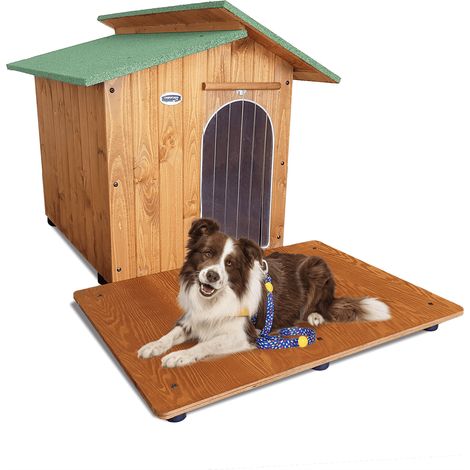 Cuccia in Legno per Cani da Esterno "Rinforzata" Tendina OMAGGIO mod. Alpi con Davanzale MADE IN ITALY B - Barboncino 60x95x62 Tendina OMAGGIO (1/5)