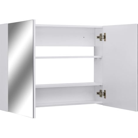 Armoire à miroir de salle de bain Blanc 80x15x60 MDF (1/5)