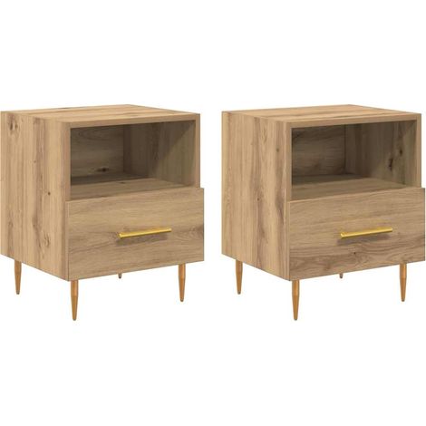 Mesita de Noche con cajón 2 pcs Marrón 40 x 35 x 47,5 cm vidaXL