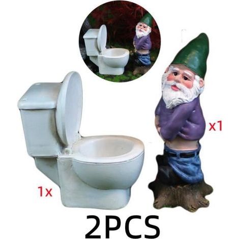 Resin Garden Gnome - Humorous Outdoor Decor - White and Violet - Perfect Size (1/4)