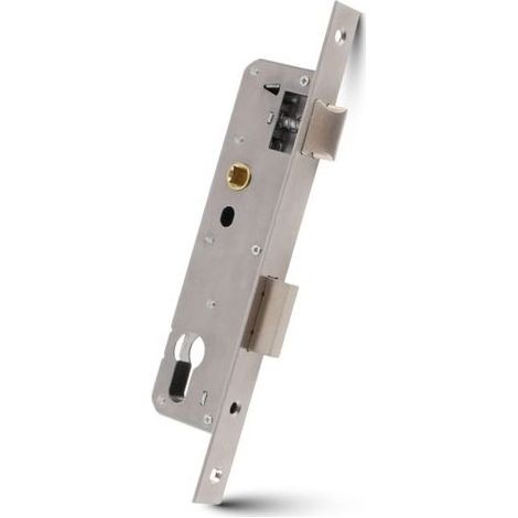 Serrure à mortaiser tubulaire en acier inoxydable 85 x 25 mm pour portail de jardin et porte métallique, ouverture à gauche ou à droite. (1/5)