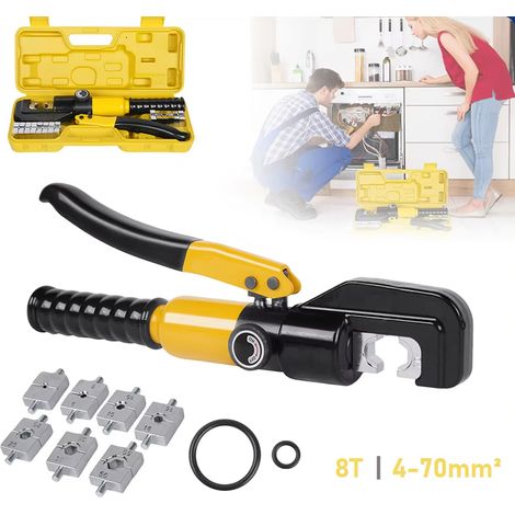 Pince à sertir hydraulique 8T avec coffret – Sertissage de câbles et cosses électriques 4-70 mm² (1/5)