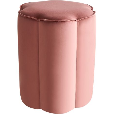 Pouf poggiapiedi moderno rotondo in tessuto di lino per la camera da letto e il soggiorno Rosa Tappen (1/5)