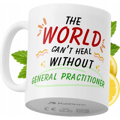 Taza de café/té divertida y humorística para médicos generales. Taza con diseño gráfico y texto gracioso para cumpleaños, santos y días festivos. Taza premium para ocasiones especiales en casa, la ofi (1/5)