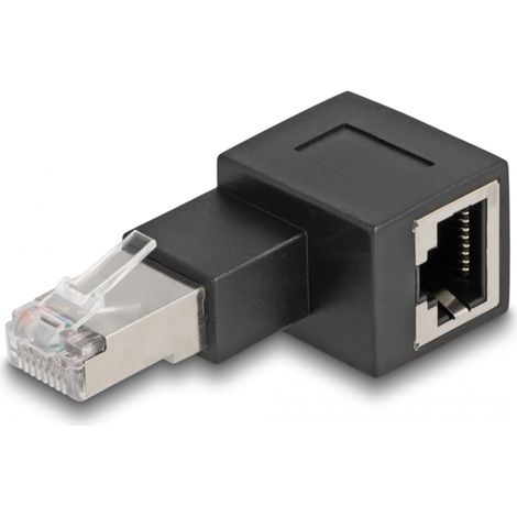 Adapter RJ-45 Stecker  RJ-45 Buchse, Cat.6a Verwendung:  Abwinkeln des Netzwerkkabels