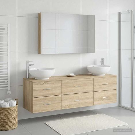 vidaXL Bathroom Furniture Set 4 pcs Sonoma Oak (1/5)