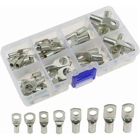 60 pcs trou de boulon en cuivre étamé anneau à sertir bornes de batterie connecteur SC aperçu de la bouche (1/5)