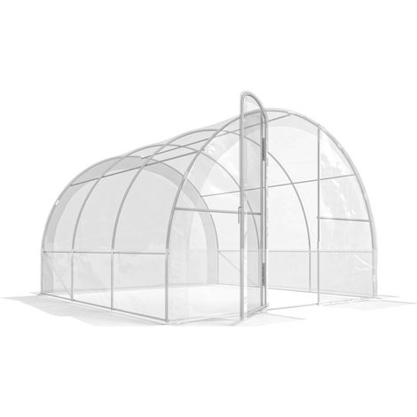 Serre tunnel 3x3x2m 9m² avec porte battante, bâche PE 150g/m² pour culture de légumes, plantes et fleurs (1/5)