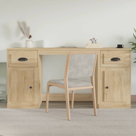 Bureau avec armoire, Table de travail, Meuble de Bureau chêne sonoma bois d'ingénierie HYB45626 (1/5)