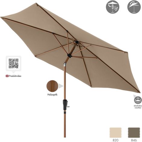 Doppler LIFE Lift ø 305 cm rund Woodstyle Mittelmastschirm Holz Sonnenschirm in 2 Farben