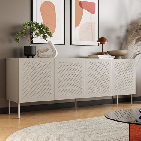 Buffet design beige 200cm 4 portes avec motifs Abys (1/4)