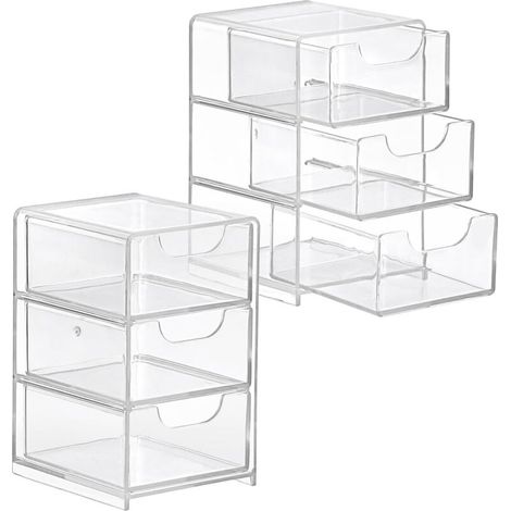 Stück durchsichtige Acryl-Aufbewahrungsboxen für Haaraccessoires mit 3 Schubladen, kleiner Schubladenorganizer 13×8×9cm transparent - (1/5)