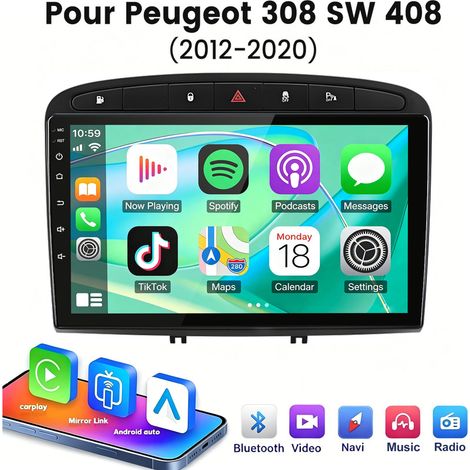 9 pouces Carplay 4 cœurs Autoradio pour Peugeot 308 SW 408(2012-2020) 64G JUNSUN (1/5)