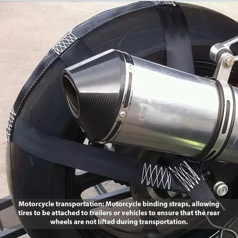 Sangle de transport pour moto, sangle de serrage pour roue arrière : WANDGU Sangle en polyester haute résistance, système de serrage universel pour remorque, Noir (1/2)
