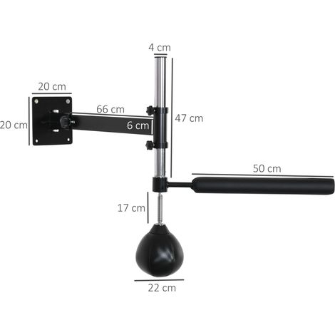 Support de boxe mural avec speed ball 360°, pliable, hauteur réglable, acier noir OKMYHOME (1/5)
