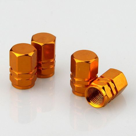Couvercle de soupape de pneu en alliage en aluminium, Couvre-poussière de pièces automobiles pratiques (or) 4 pièces (1/5)