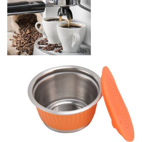 Nachfüllbarer Edelstahl-Filterbecher, kompatibel mit Nestlé Dolce Gusto Kaffeekapseln (orange) (1/5)