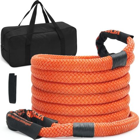 Corde de remorquage de récupération cinétique, 25,4 mm x 6,1 m, sangle d'arrachage robuste tout-terrain, 17237 kg, énergie résistante à 30 % d'élasticité pour Jeep voiture camion ATV UTV SUV (1/5)