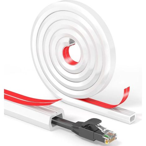 Cache Câble Auto adhésif Blanc 15mmx2m Conduit Souple pour Gestion des Câbles, Installation Murale Facile. (1/4)