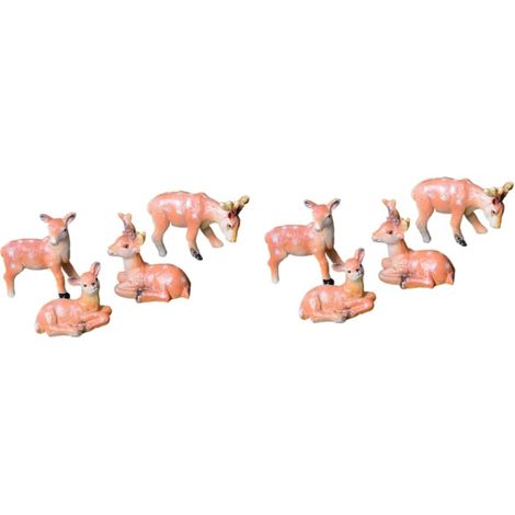 8pièces Décoration De Bureau Résine De Ornements De Cerf Adorables pour Paysage Et Maison pour Salon Bureau (1/5)