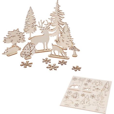 Kit Scènes de Noël 3D "Sapin" 11cm Naturel (1/2)