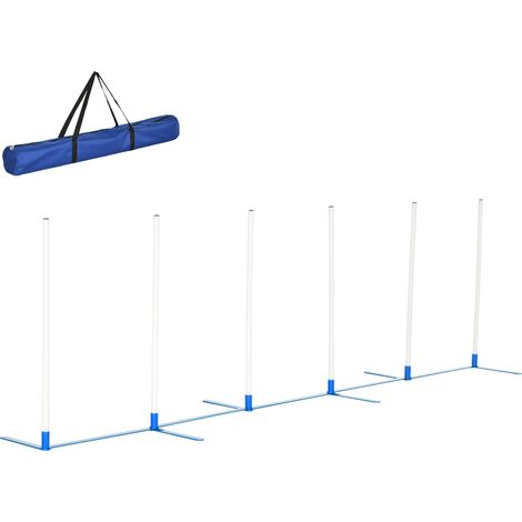 Kit d'agilité chien 6 pièces haies pliables + 6 perches slalom + sac transport entraînement coordination