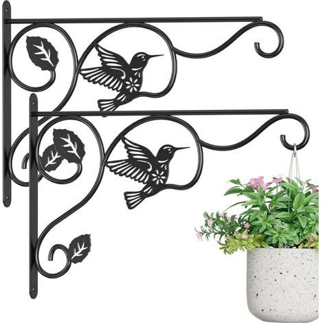 Support de suspension pour plantes en métal. paquet de 2. crochets pour plantes avec motif d'oiseau pour suspendre des. mangeoires à oiseaux. carillons éoliens pour intérieur et extérieur/12x (1/5)